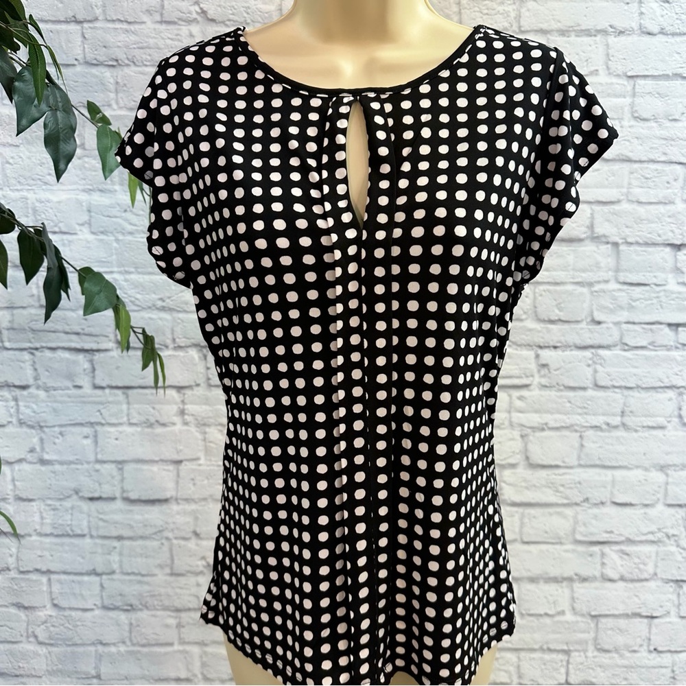 Worthington Black & White Polka Dot Blouse – Size Small